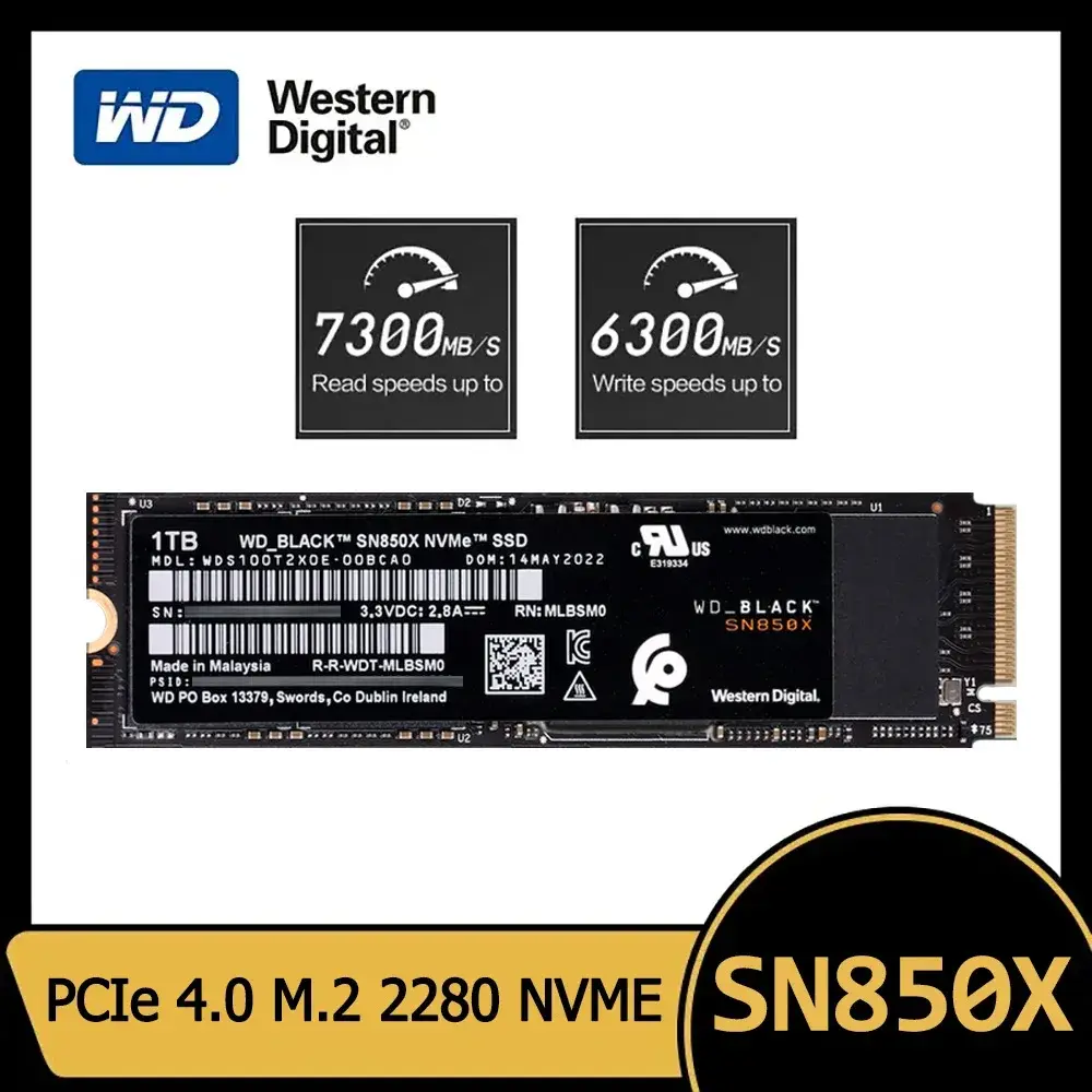 SSD Western Digital WD SN850X 1TB 2TB NVMe Gen4 PCIe M.2 2280 Drive Interno de Estado Sólido PCIe 4.0X4 para PS5 Desktop Laptop