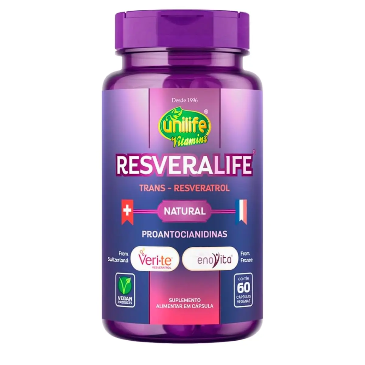 Trans Resveratrol Resveralife Unilife 60 Cápsulas