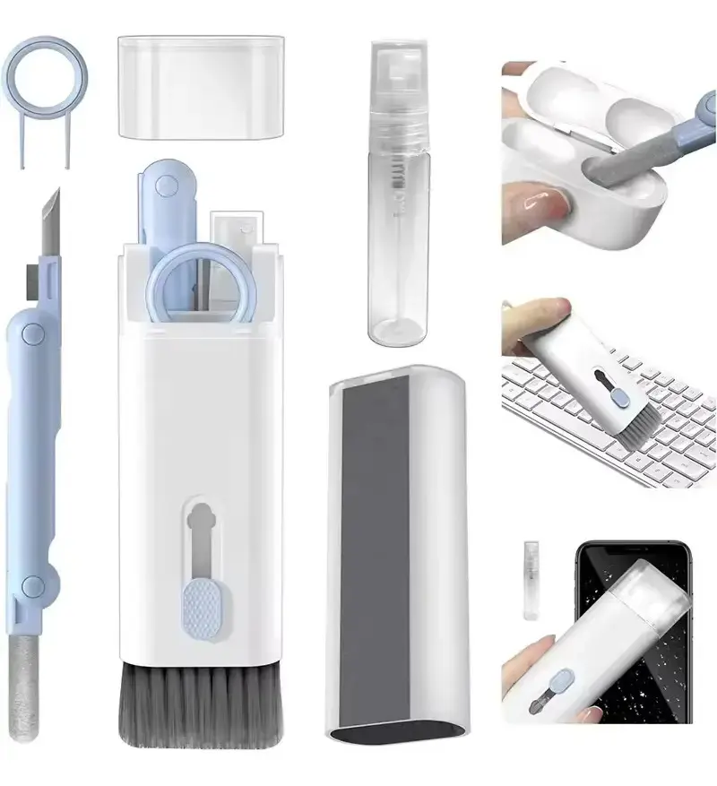 Kit Limpeza Celular Teclado Pc Notebook Escova Macia Limpa câmera Pincel Limpador Multiuso Fone De Ouvido Tablet Headset 8 Em 1 Eletrônicos Gadgets Portátil Multifuncional Eficiente LVC FAMILY - 1
