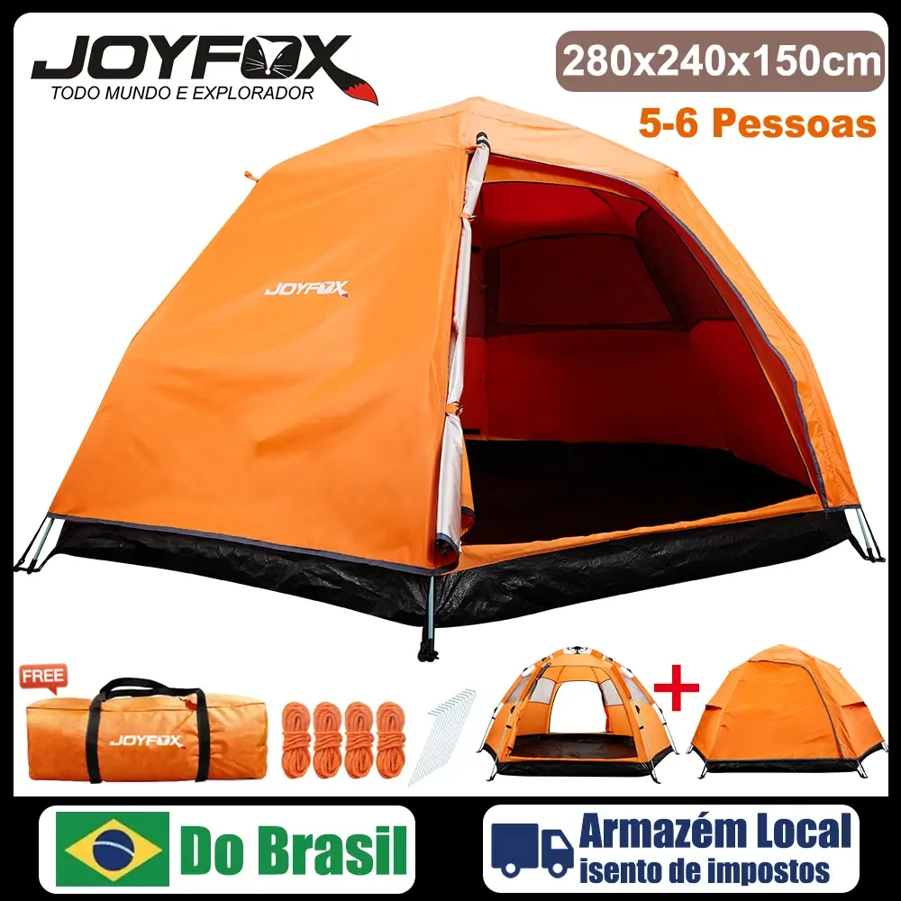 Joyfox Barraca Camping Iglu Automatica 5-6 Lugares Impermeavel 3000mm E Ventilação De Quatro Lados Para Família Caminhadas