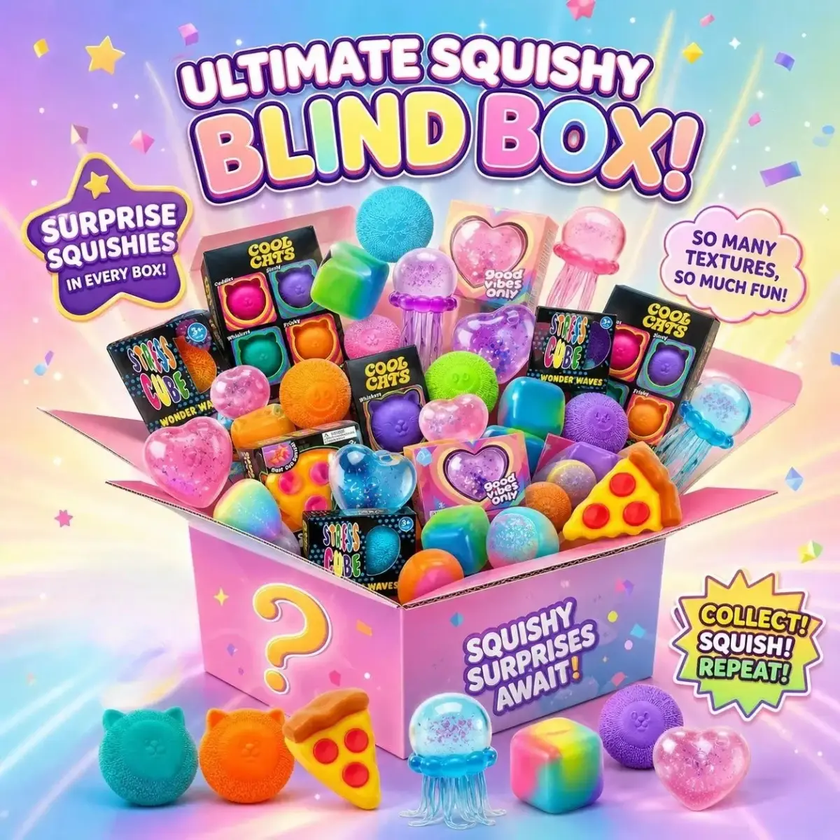 Brinquedo Surpresa Hot: Caixa Cega com 1 Figura Aleatória - Brinquedos Fidget Macios de Crescimento Lento com Cabeça de Moai, Panda e Coelho para Alívio do Estresse - 1