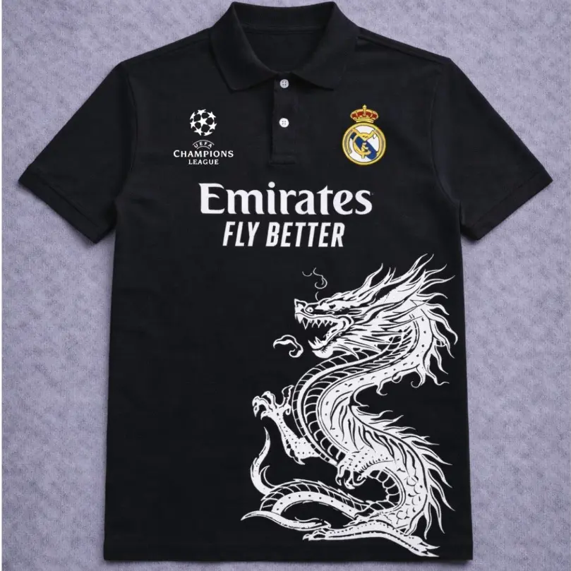 Camisa Polo UEFA Champions League Manga Curta Estampa Frente - 1