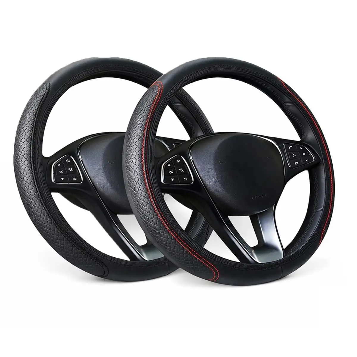 Capa de Volante de Carro Universal em Couro PU Antiderrapante Conforto Premium Proteção Automotivo (Linha Preta) - 1