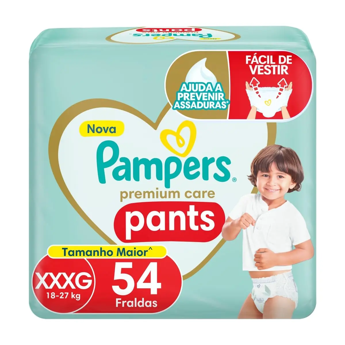 Fralda Pampers Premium Care Pants Tamanho XXXG, 54 Unidades