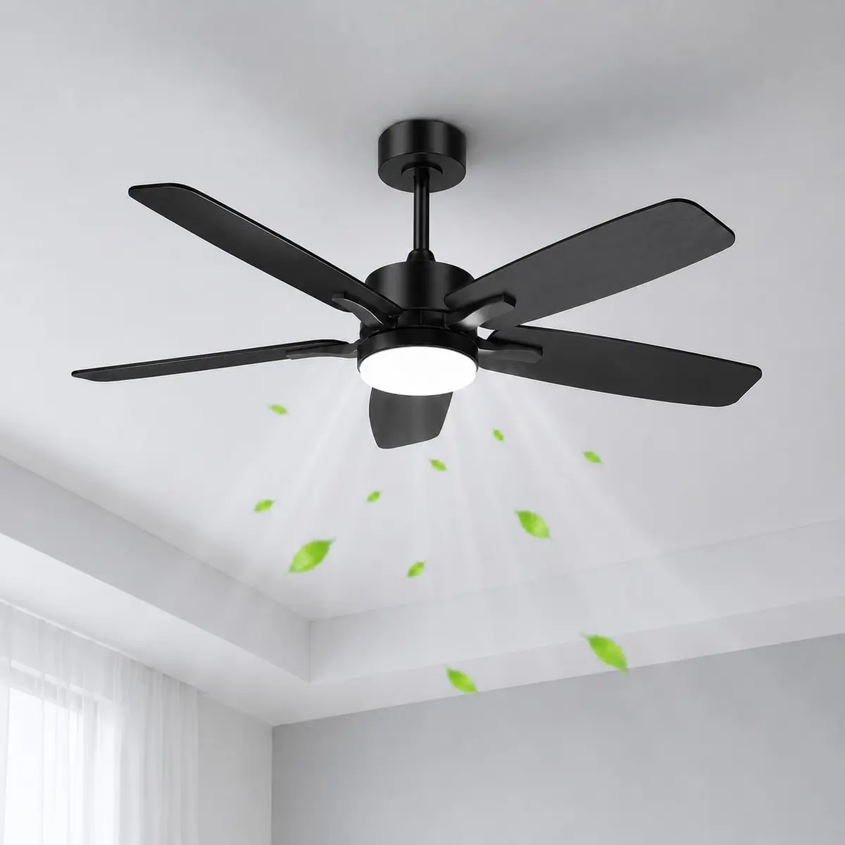 Ventilador de Teto com Luz 42 Polegadas, Controle Remoto, Motor Reversível, 6 Velocidades, LED Dimerizável, Silencioso para Quarto e Sala