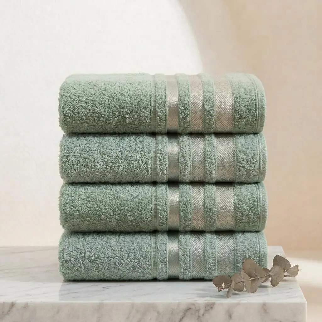 Kit 5 Toalhas de Rosto 45x75cm Macias e Absorventes 100% Algodão Gramatura 326g/m² (Verde Mint)