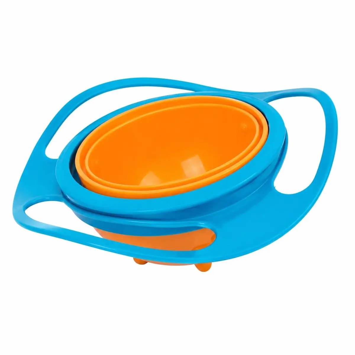 Tigela Giratória Infantil 360° Anti Derramamento | Prato Mágico Para Crianças | Bowl Giratório Com Alças | Fácil De Limpar E Resistente (Azul)