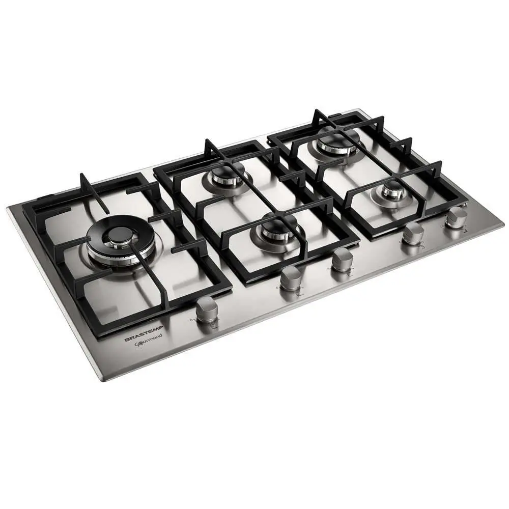 Cooktop 5 bocas Brastemp Gourmand inox com Duplachama e Trempe com Ferro Fundido - BDK90DR