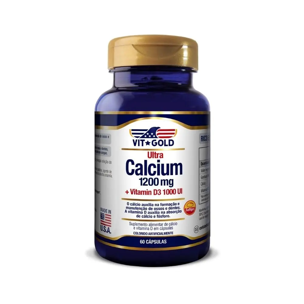 Ultra Cálcio 1200mg + Vitamina D3 1000UI Vitgold 60 cápsula