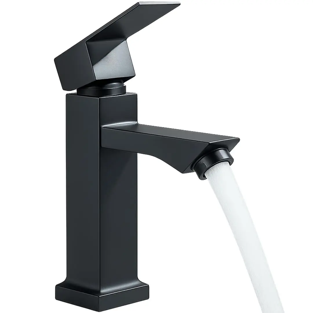 Torneira Banheiro Preta Inox Yab 100% Metal Água Fria Acabamento Preto Fosco Alta Durabilidade Resistência Ideal Para Lavatório e Bancada - 1