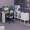 Mesa para Computador Gamer em L 3 Gavetas Branco Lisboa Madesa - 1