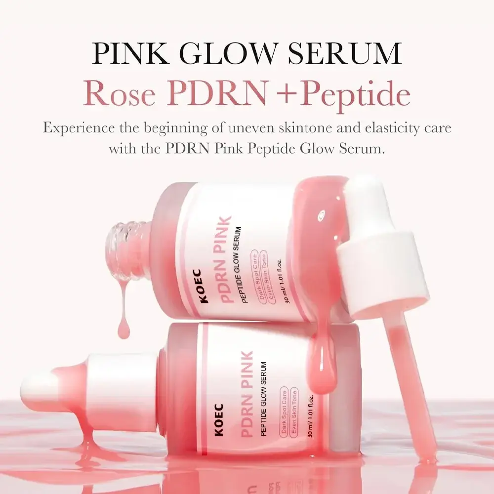 Envio do Brasil 30ml KOEC PDRN Pink Peptide Glow Serum Cuidado Com Manchas Escuras Tom De Pele Uniforme Aumenta A Elasticidade