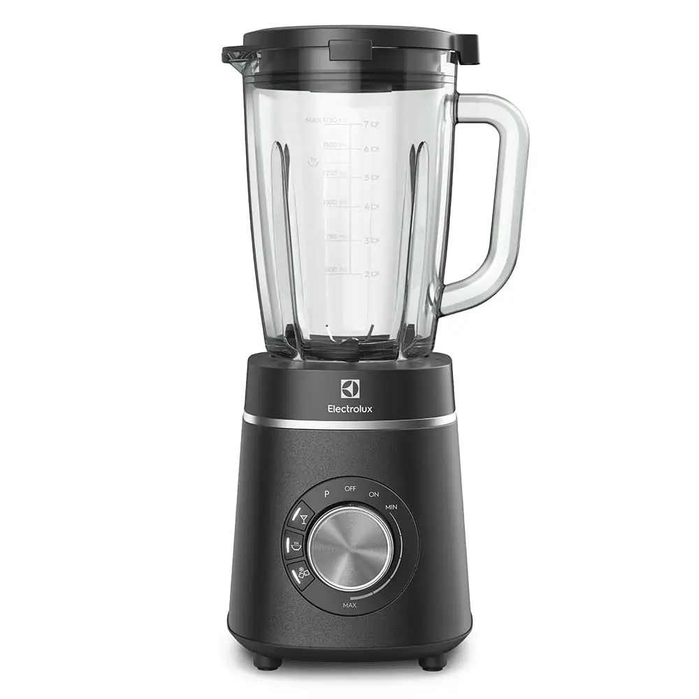 Liquidificador Electrolux inox preto jarra de vidro resistente capacidade 2L 3 receitas pre-programadas função pulsar 1200W BLP70 127v