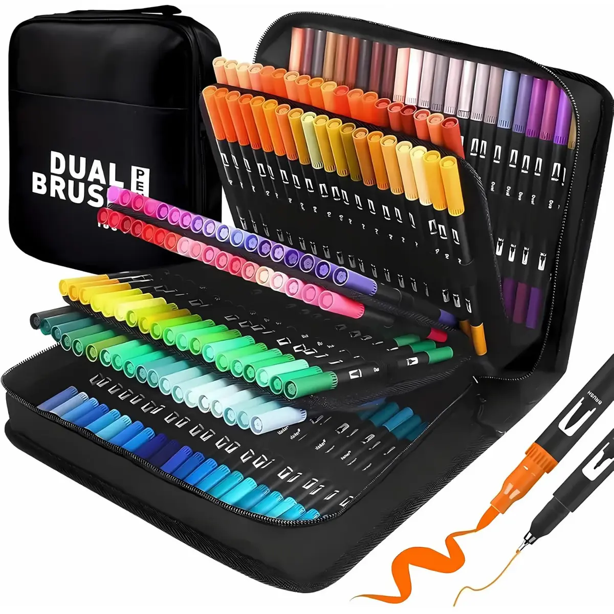 Canetas Marcadoras com Dupla Ponta, 168 Cores (Ponta Fina e Pincel) - Marcadores Artísticos para Crianças e Livros de Colorir para Adultos, Não Vaz