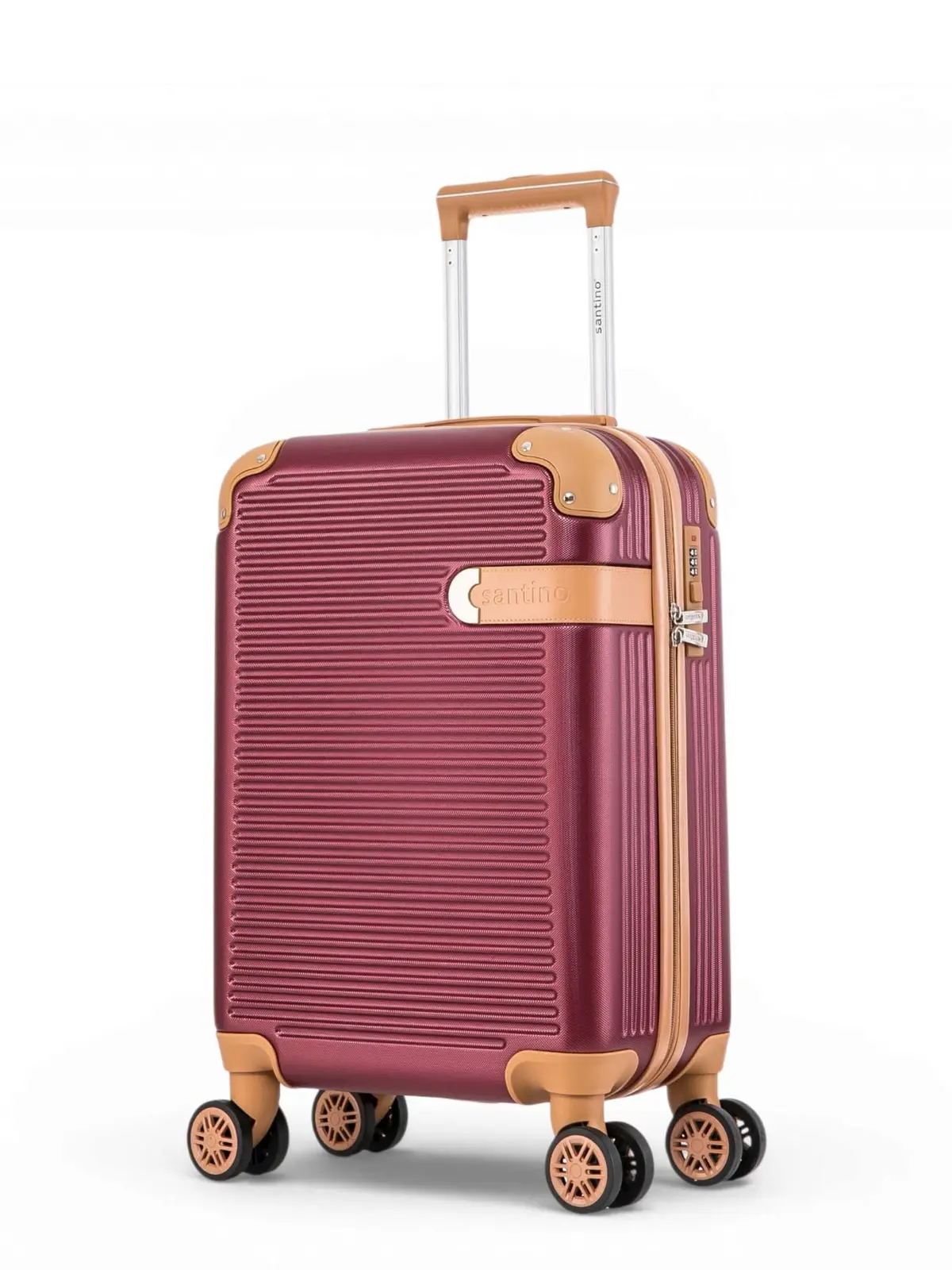 Mala de Viagem de Bordo Nice 10kg Rígida ABS Padrão ANAC com 4 Rodas duplas 360º e Trava de segredo numérico, divisória interna com zíper e elástico de fixação, Bordô, Santino - ABEV407P