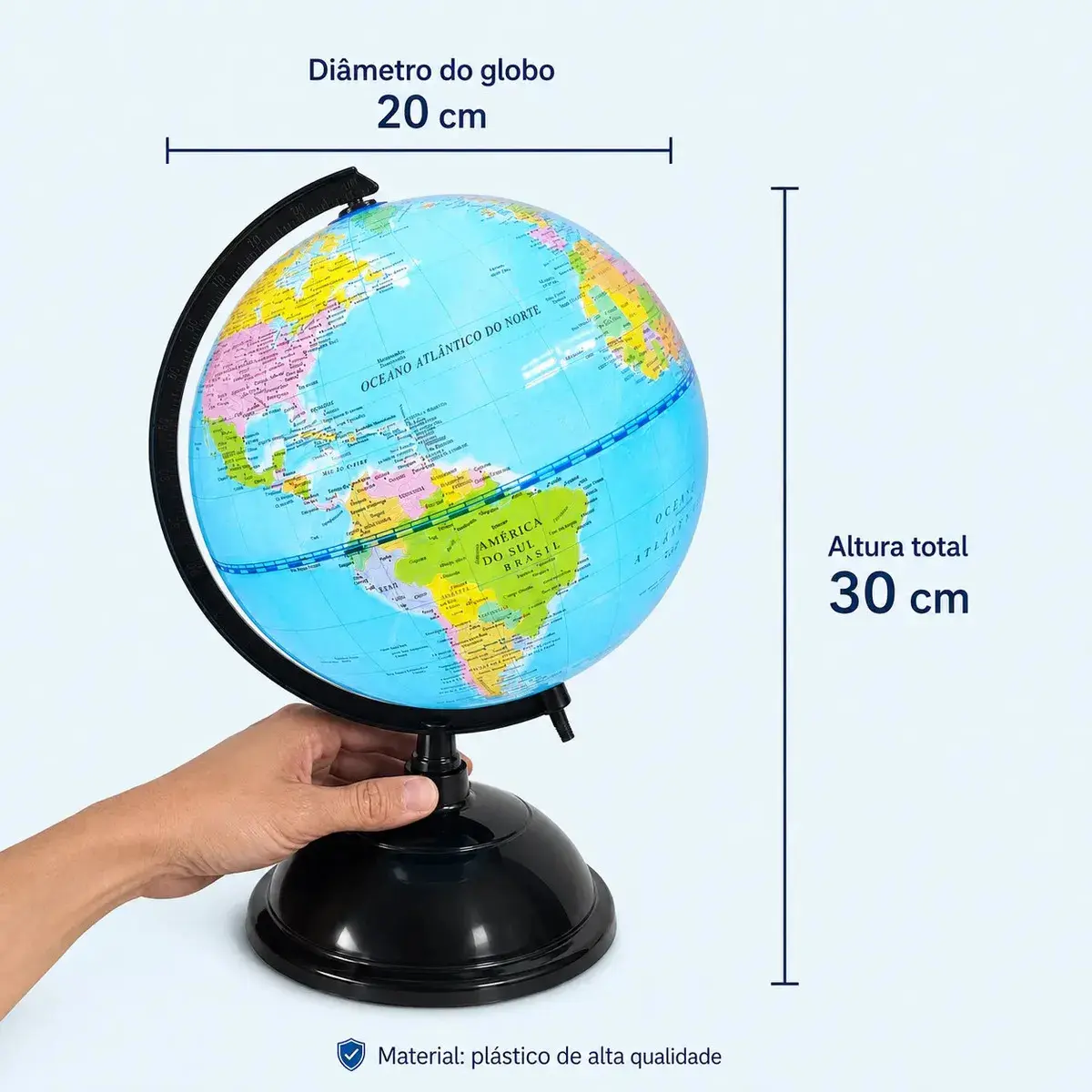 Globo Terrestre Giratório Luminoso De Mesa Abajur Led 20cm thumbnail 5