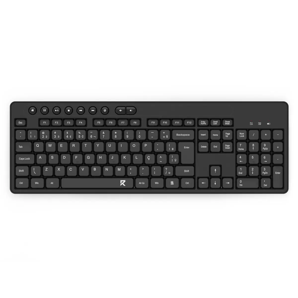 Teclado Membrana Sem Fio Redragon R Office ABNT2 Full Size Low Profile USB 2.4GHz Preto BK-7094 PT - 1