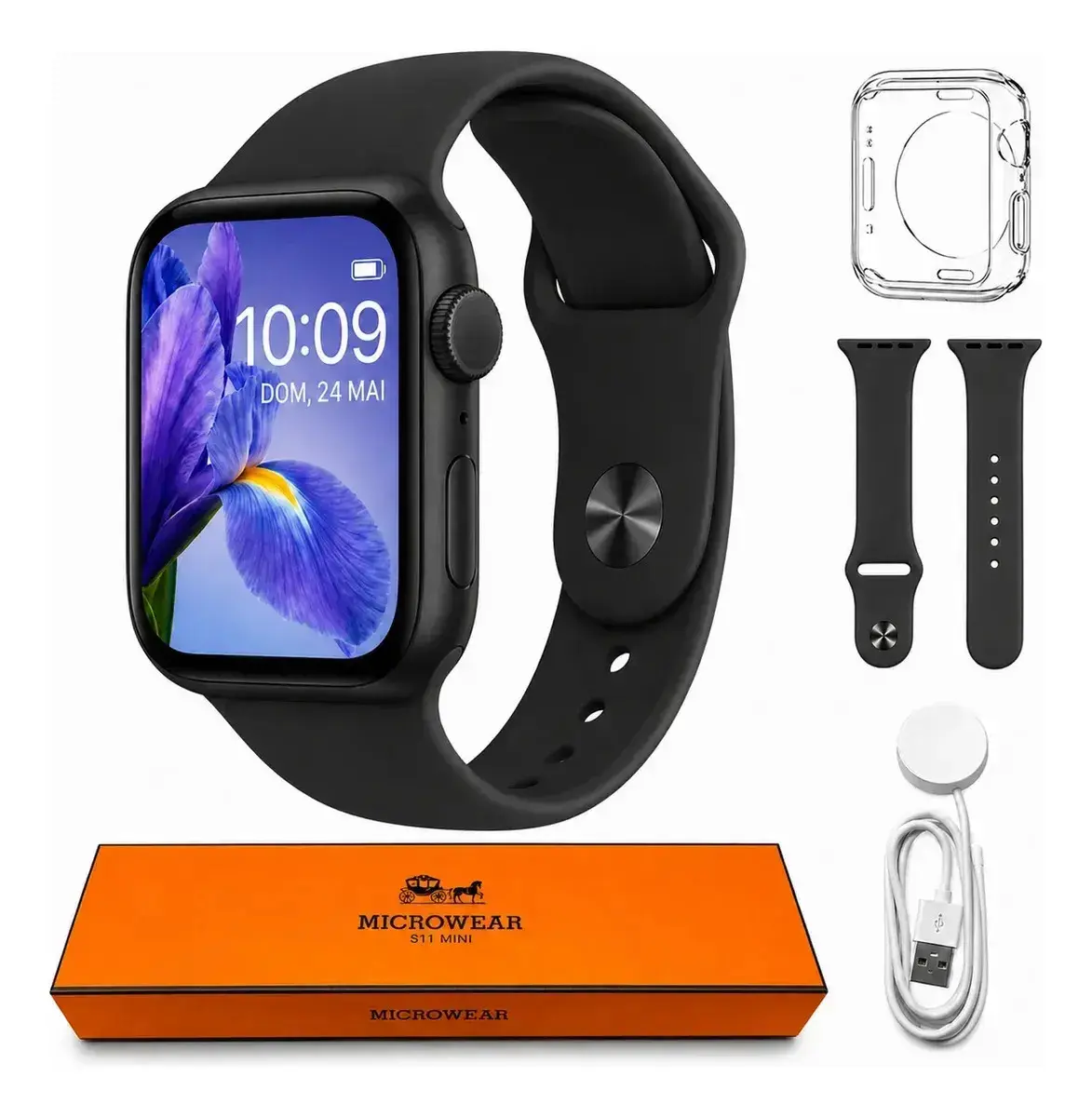 Relogio Microwear Smartwatch S11 Mini Series 11 42mm Whatsapp Gps Nfc Modo Esporte Fitness inteligente Preto - 1