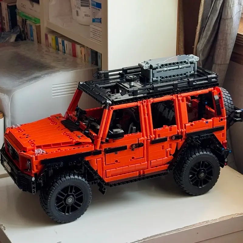 Conjunto de Blocos de Construção de Carro Laranja para Decoração de Quarto com 2891 Peças, Modelo de Veículo de Construção, Presentes de Aniversário e Natal para Adultos