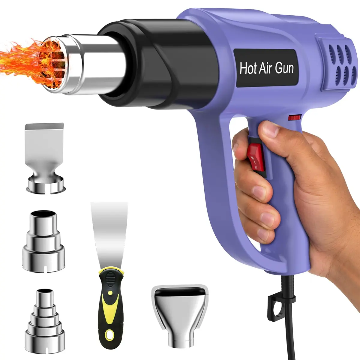 Soprador Térmico Profissional 2000W 127V, 60–600°C, 5 Bicos | 2 velocidades, temperatura ajustável, proteção contra sobrecarga, envelopamento, artesanato, eletrônicos - 1
