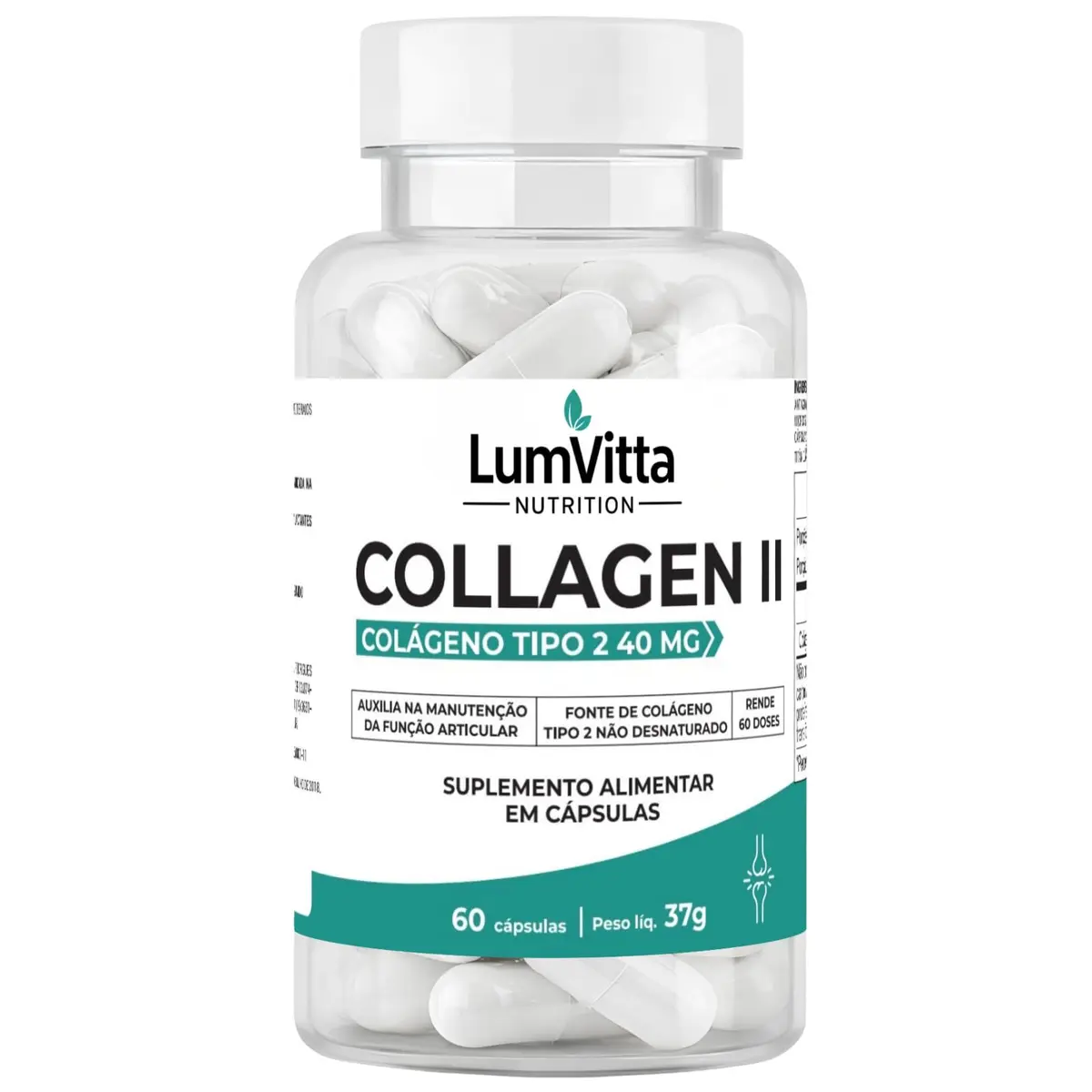 Colágeno Tipo 2 Não Desnaturado Premium 40mg Joelho Articulação Mobilidade Cartilagem 60 Cáps LumVitta - 1