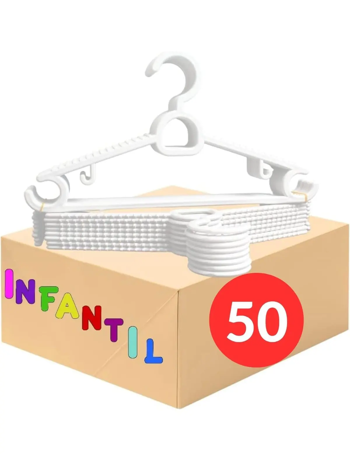 Cabide Infantil Antideslizante Multiuso Branco Kit 50un CSCABIDES | Cabides Reforçado Premiun
