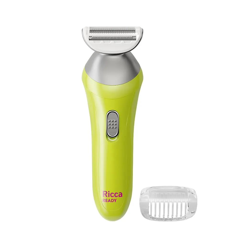 Ricca, Aparador de Pelos Corporal, Ready, Lâminas duplas, flexíveis e hipoalergênicas, Pilha AA