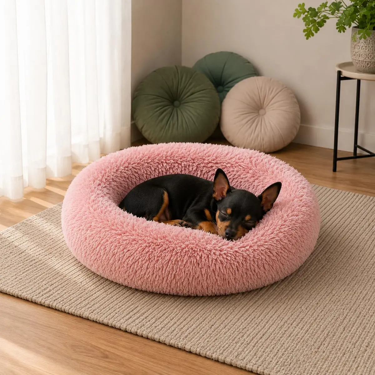 CAMA PET NUVEM PELUCIA REDONDA CAMINHA CASA DONUT SO FILHOTES P 40CM (ROSA) | MATERIAL ANTIALERGICO, PODE SER LAVADO NA MAQUINA, NÃO SOLTA PELOS - 1