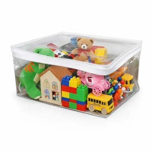 Kit com 10 Sacos Organizadores com Zíper para Roupas e Brinquedos | Kit com 10 sacos organizadores leves com zíper, ideal para guardar brinquedos, roupas e itens de guarda-roupa