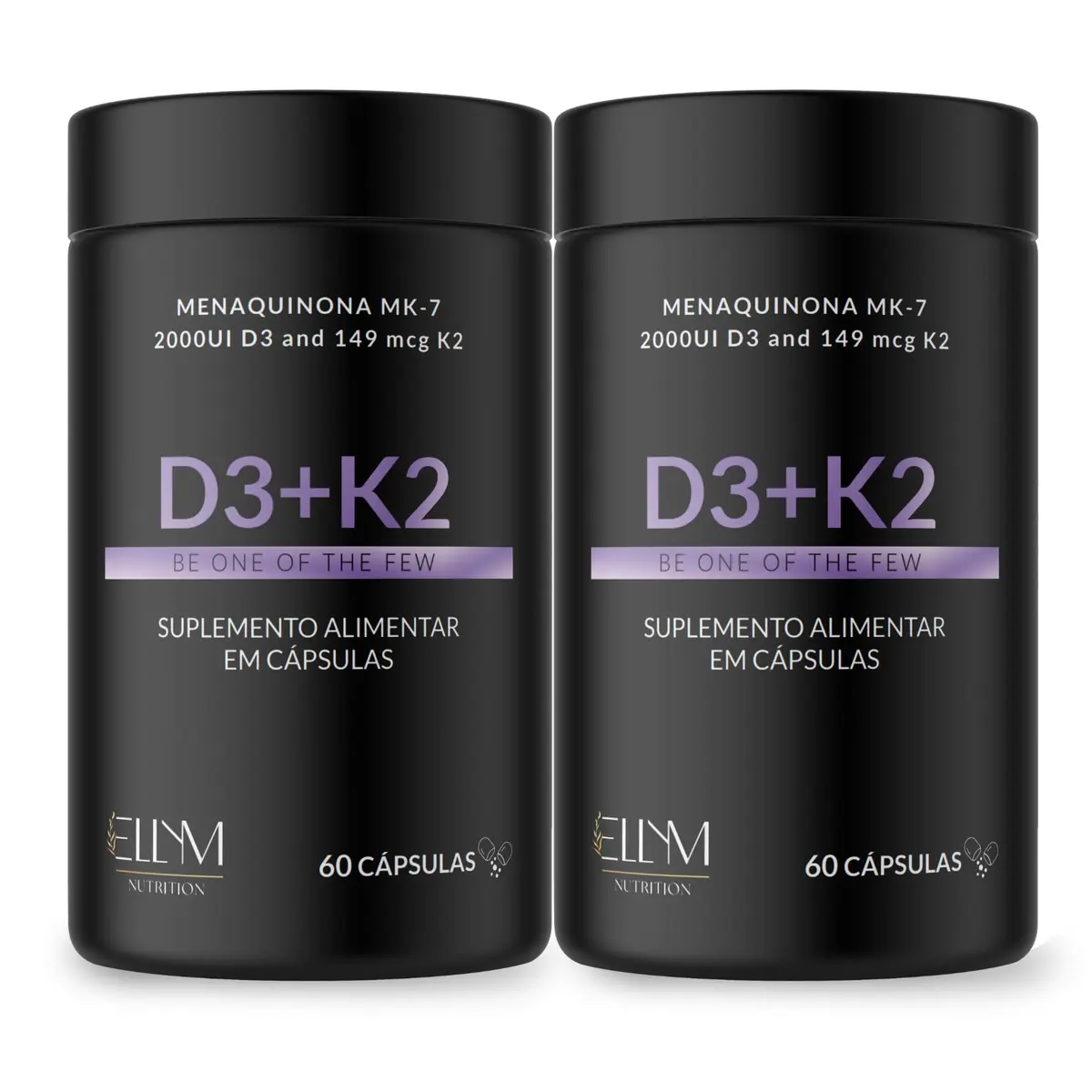 Vitamina D3 K2 MK7 Colecalciferol 2000UI 149mcg 120 Caps ELLYM NUTRITION | Menaquinona 7 120 Caps 4 meses absorção cálcio fósforo manutenção ossos funcionamento muscular sistema imune coagulação
