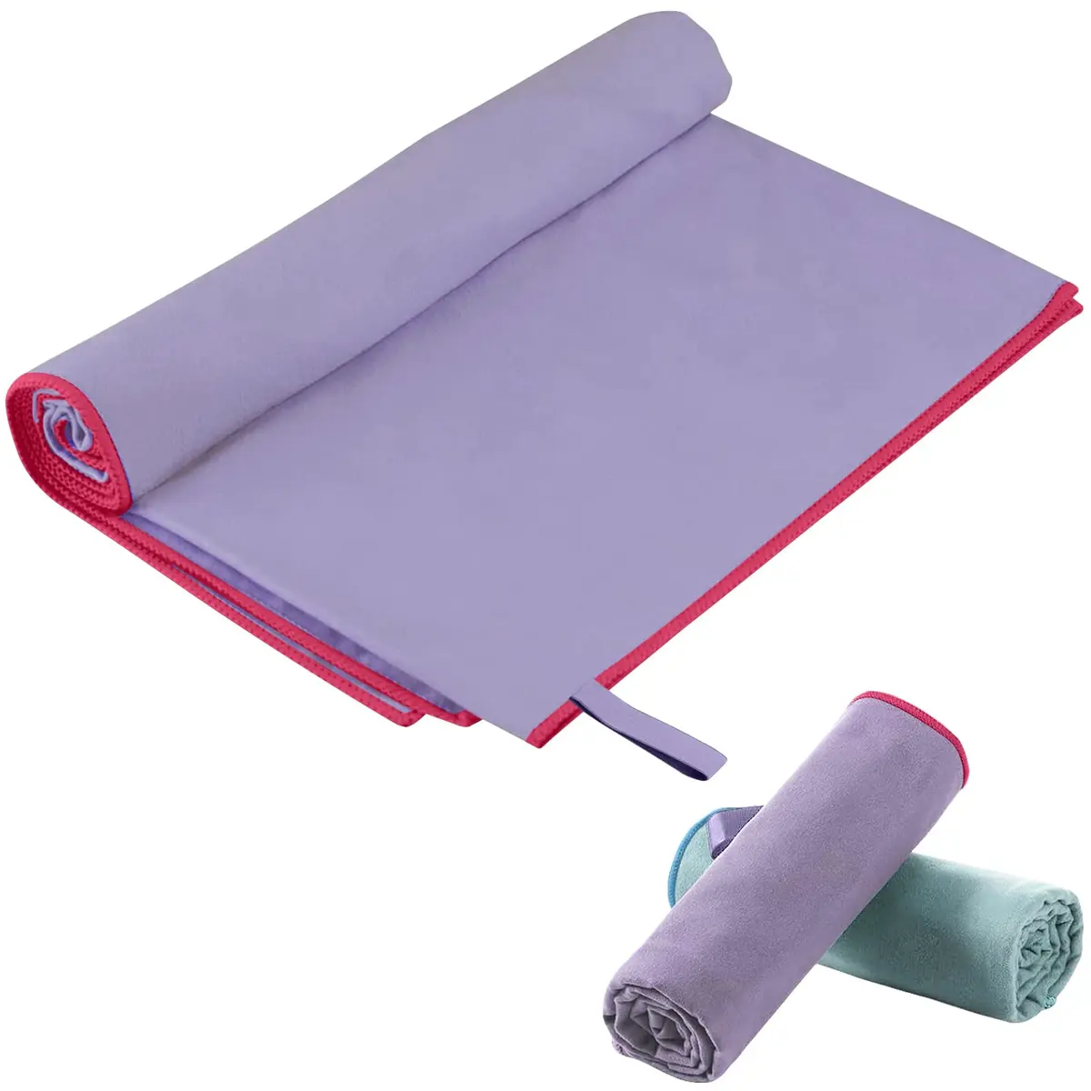 Kit com 2 Toalhas de Microfibra, Alta Absorção e Secagem Rápida, 130×80cm, Leve e Compacta com Mosquetão, Ideal para Praia, Natação, Academia e Camping