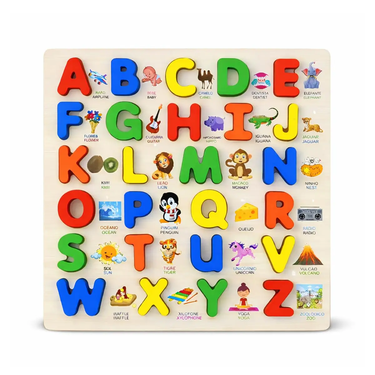 Tabuleiro Alfabeto Português e Inglês Brinquedo Educativo Jogo Montessori - 1