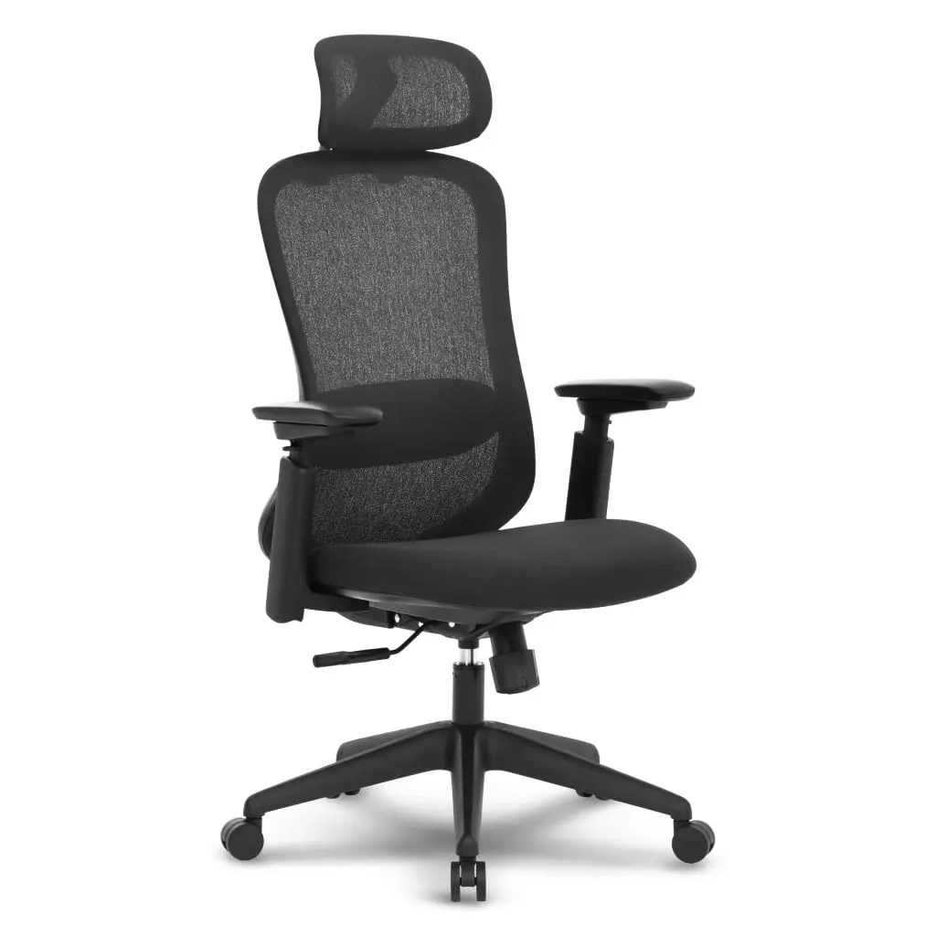 Cadeira Escritório Ergonomica DT3 Elin com revestimento Tecido fio Alta Performance, Lombar anatômico,Apoio Cabeça 3D, Apoio Braço 5D, Espuma injetada,Certificada. (Black)