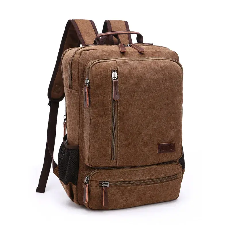 Mochila vintage de lona masculina, bolsa de ombro de viagem de grande capacidade, bolsa de estudante de alta qualidade, mochila masculina para notebook e laptop