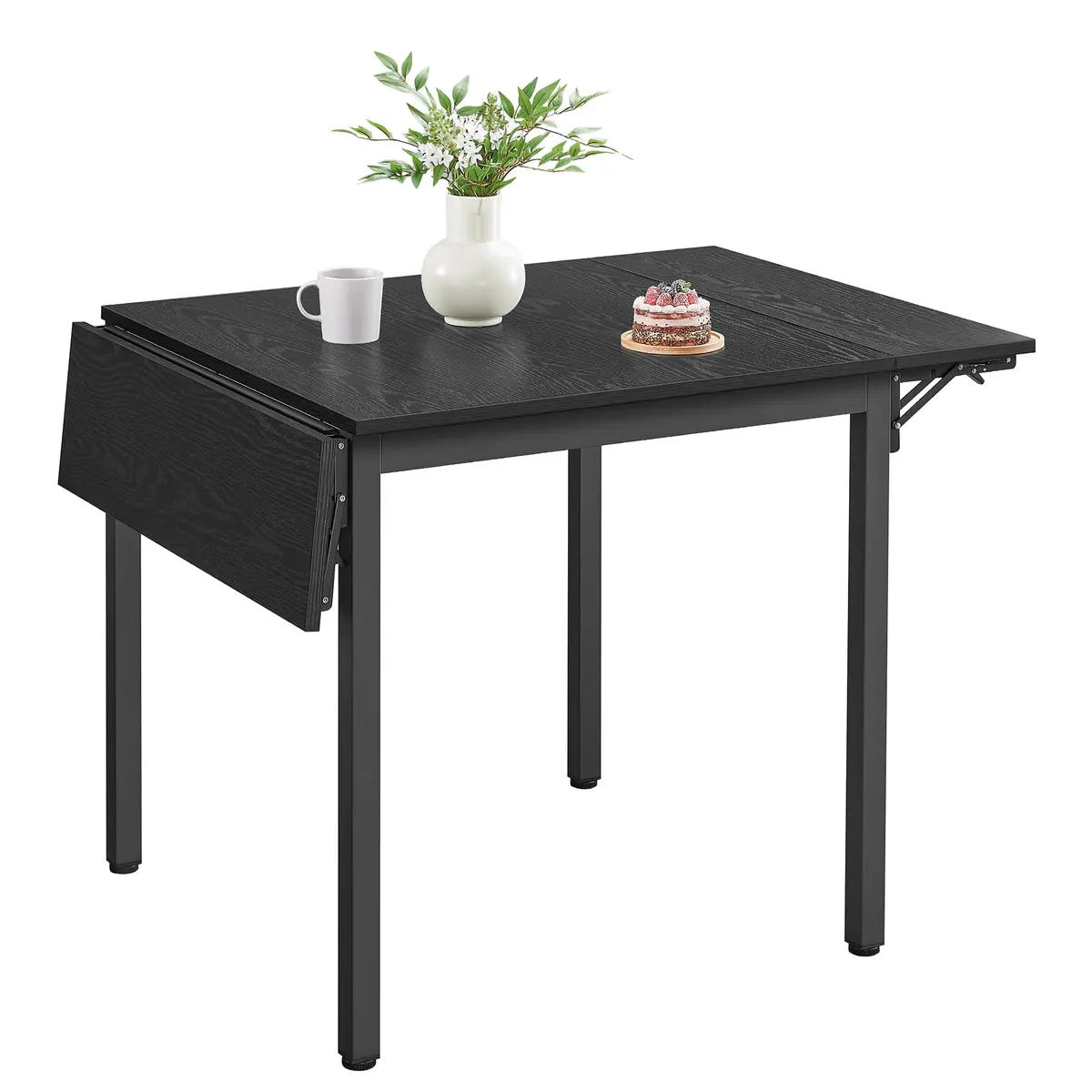 VASAGLE Mesa de Jantar Dobrável para 2-4 Pessoas | Mesa de Cozinha para Espaços Pequenos, Preto Texturizado e Preto Fosco, Coleção BARNET BRKDT077B03