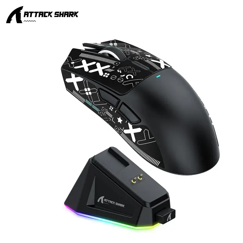 X11 Attack Shark Gaming Mouse Sem Fio 1K Hz PAW3311 Macro Magnético RGB Carregador de encaixe para jogos - 1