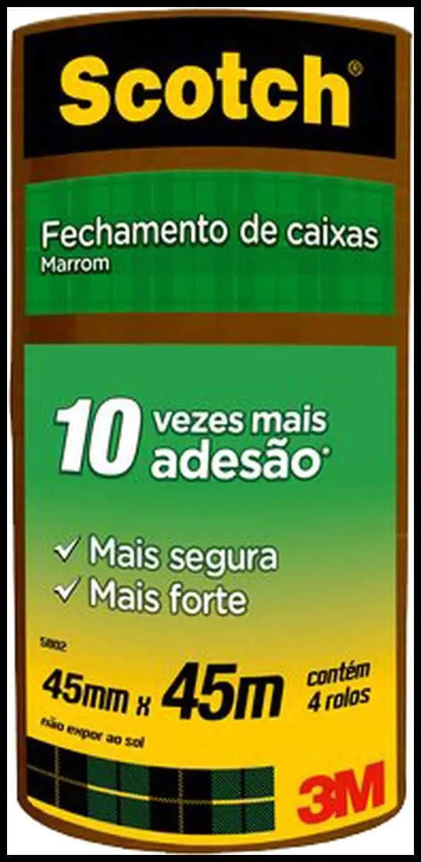 SCOTCH 3M Fita de Empacotamento Marrom 45 mm x 45 m 4 Rolos | Filme 10% Mais Grosso e 20% Mais Resistente, Adesivo Hot Melt com Adesão Progressiva, Desenrolar Suave e Fácil