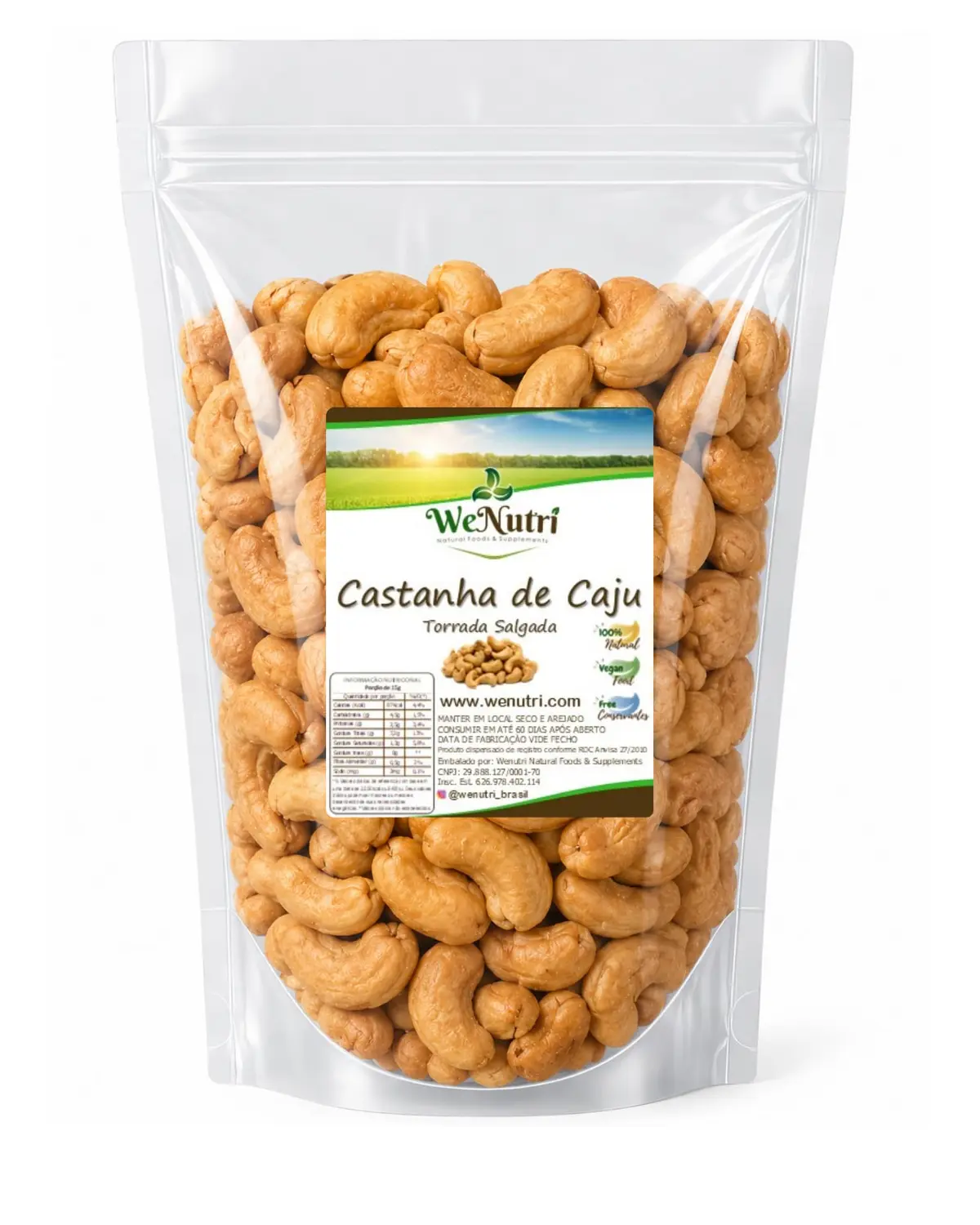 Castanha De Caju Torrada Com Sal W1 1KG Wenutri