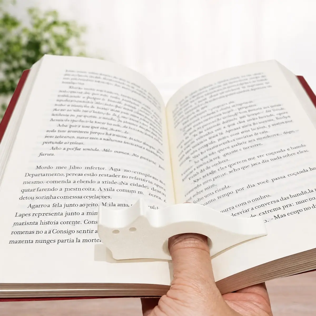 Suporte de Página Gato Leitor Preto | Separador de Livro para Leitura com Uma Mão (BRANCO)