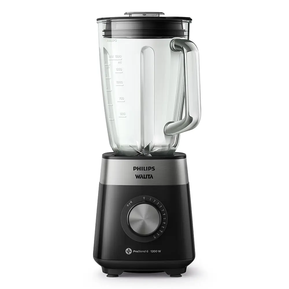 Philips Walita Liquidificador Série 5000 Jarra de Vidro, Preto, 127V | 1200W de Alta Potência – mistura vitaminas, sucos e sopas com rapidez e uniformidade (RI2242/93)