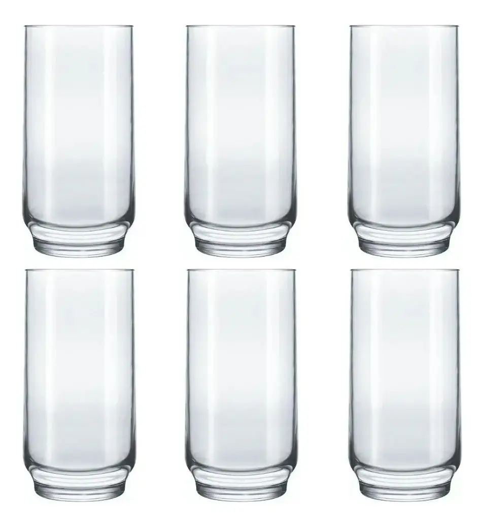 Jogo 6 Copos Lights Nadir 300ml Vidro Transparente Água Suco Liso