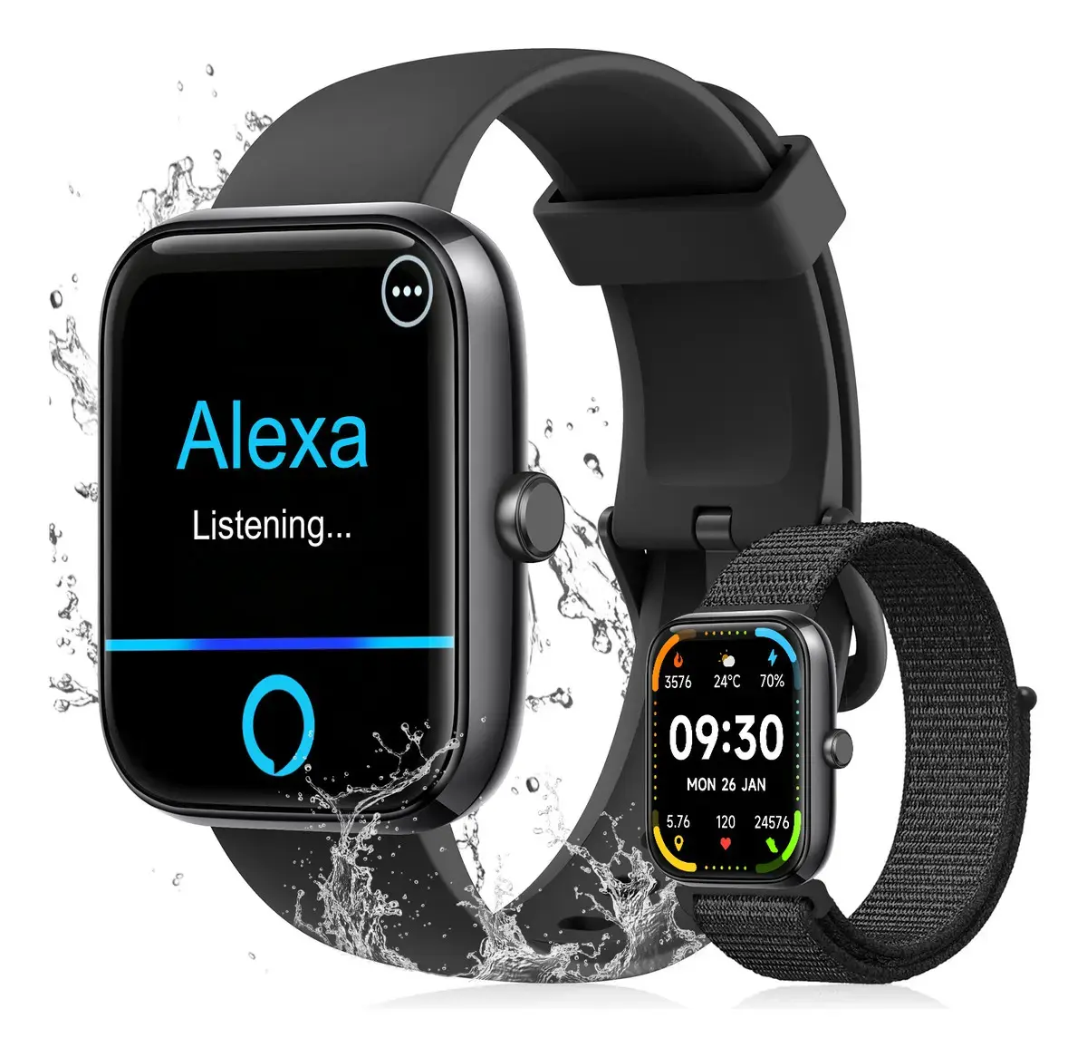 Relógio Inteligente Smartwatch Alexa Chamadas NOVANTE Masculino Feminino Esportivo IP68 Bluetooth Notificações Instantâneas Tela Hd 1.83 300mAh 10Dias Monitor Cardíaco Spo2 Sono Ecg Pagamento Offline - 1