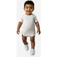 body infantil de algodão manga curta off white - 1