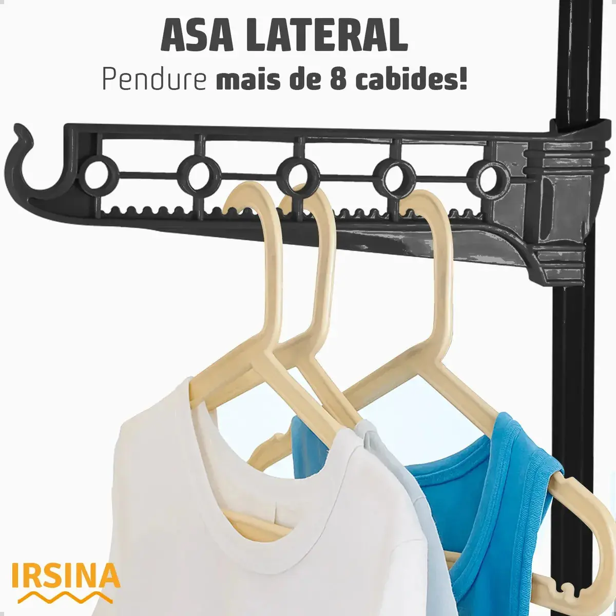 Varal Dobrável De Chão 3 Andares De Roupas Grande Com Rodinha Aba Lateral Retrátil Para Cabide Irsina thumbnail 2