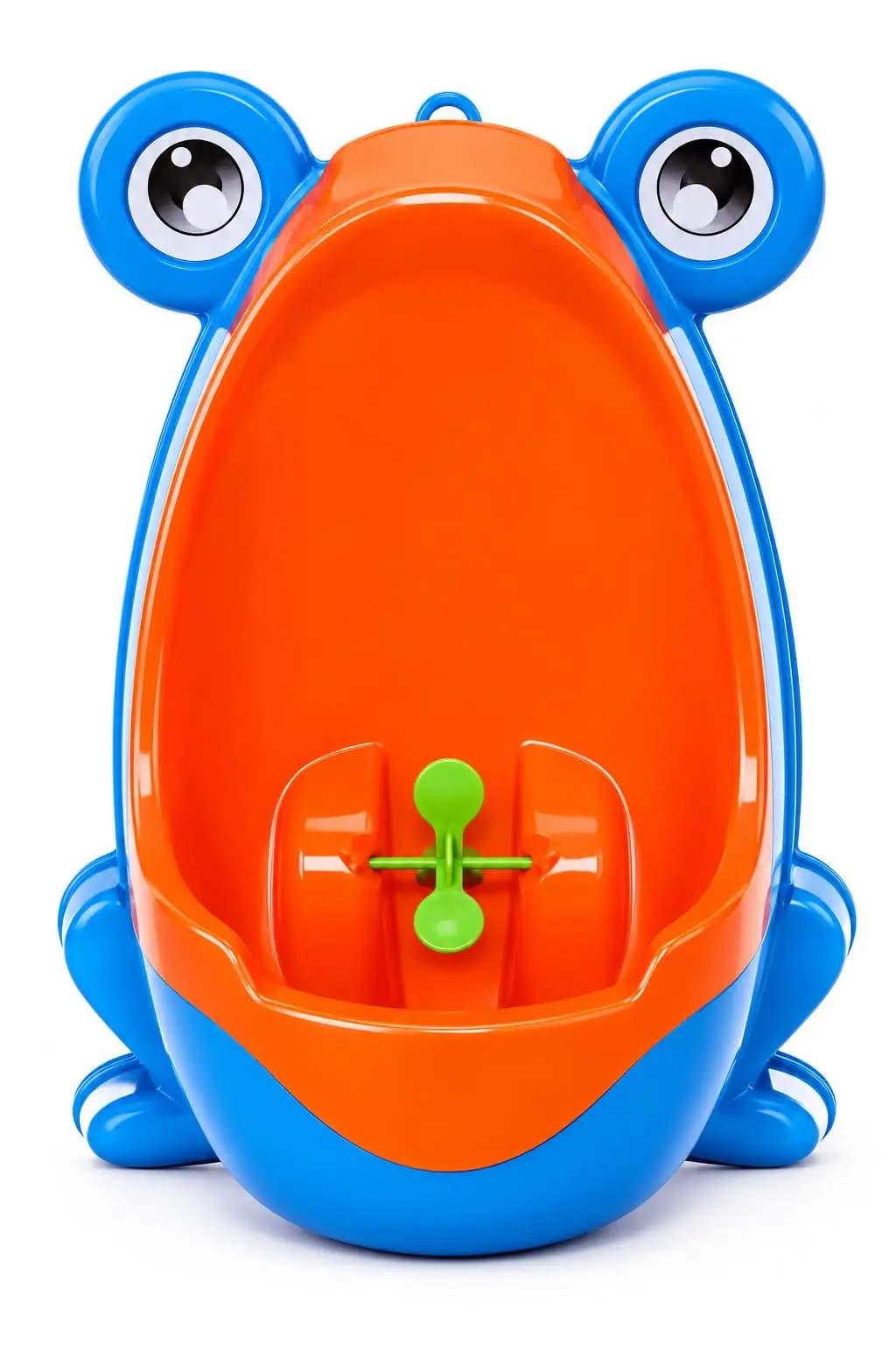 Mictório Infantil Menino Sapo Ajustável com Alvo Giratório Azul e Laranja | PP BPA Free, Ventosas Ajustáveis, Recipiente Removível, Fácil Limpeza, Para Meninos - 1