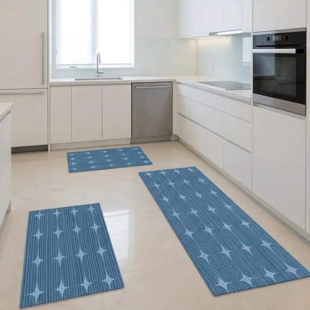 Kit 3 Peças Tapete Passadeira Emborrachado Premium Antiderrapante 43cm Durável Reforçado e Versátil para Cozinhas, Corredores e Casas (Estelar)