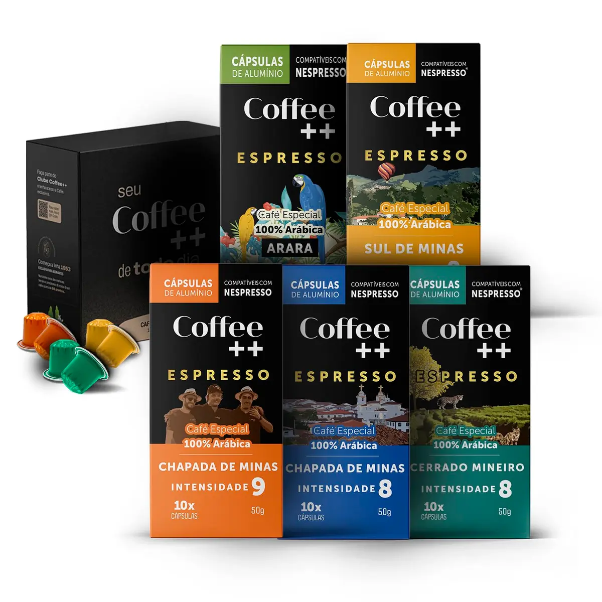 Kit de Cápsulas de Café Coffee Mais, compatível com Nespresso, contém 50 cápsulas