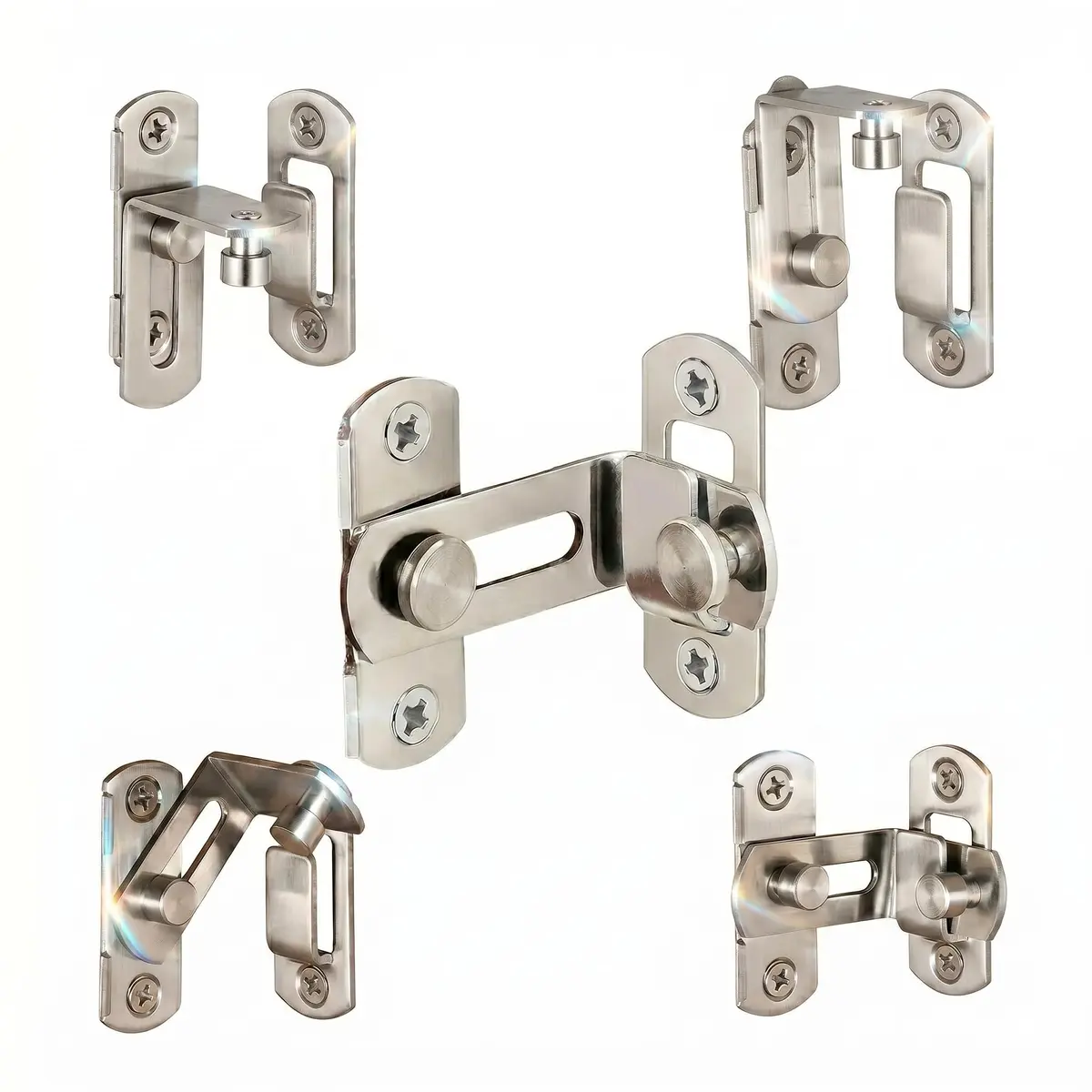 Fecho Trava Angular em L 90° Inox para Portas Gavetas e Janelas