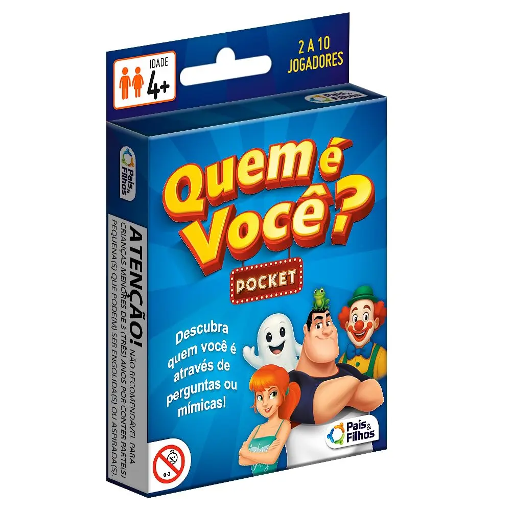 Pais & Filhos | Quem é Você? Pocket | Jogo de Adivinhação com Mímica e Perguntas | 2 a 10 Jogadores | +7 Anos