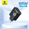 Baseus 65w gan carregador pd carga tipo c carregador usb suporte qc portátil carregador rápido para iphone 17 16 15 14 13 12 carregador de portátil